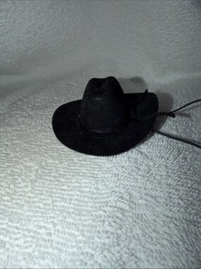 Pet Black Mini Cowboy Hat with Chin Cord Bearded Dragon